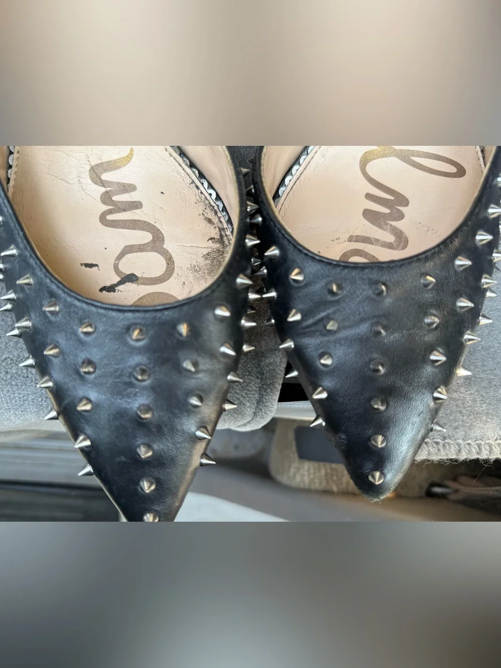 $149 Sam Edelman Haddlee d’orsay stud heel shoes 10 punk pump leather black